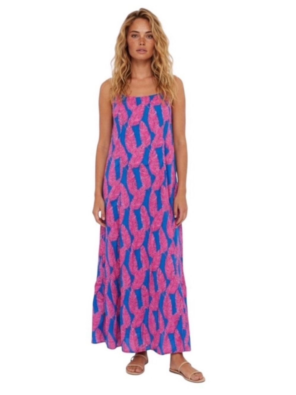 Vineyard Vines-Fully lined cotton cross back maxi dress with spaghetti straps
